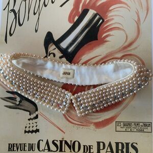 Vintage Faux Pearl and Rhinestone Satin Collar Made in Japan 1950’s